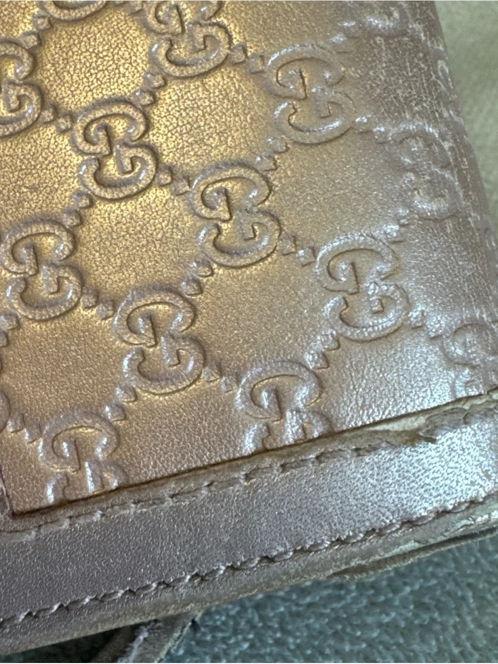 Gucci Guccissima Metallic Pink GG Continental Wallet Gold Logo Leather - Picture 11 of 16